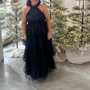 Petal & Pup Black Halter Maxi Dress